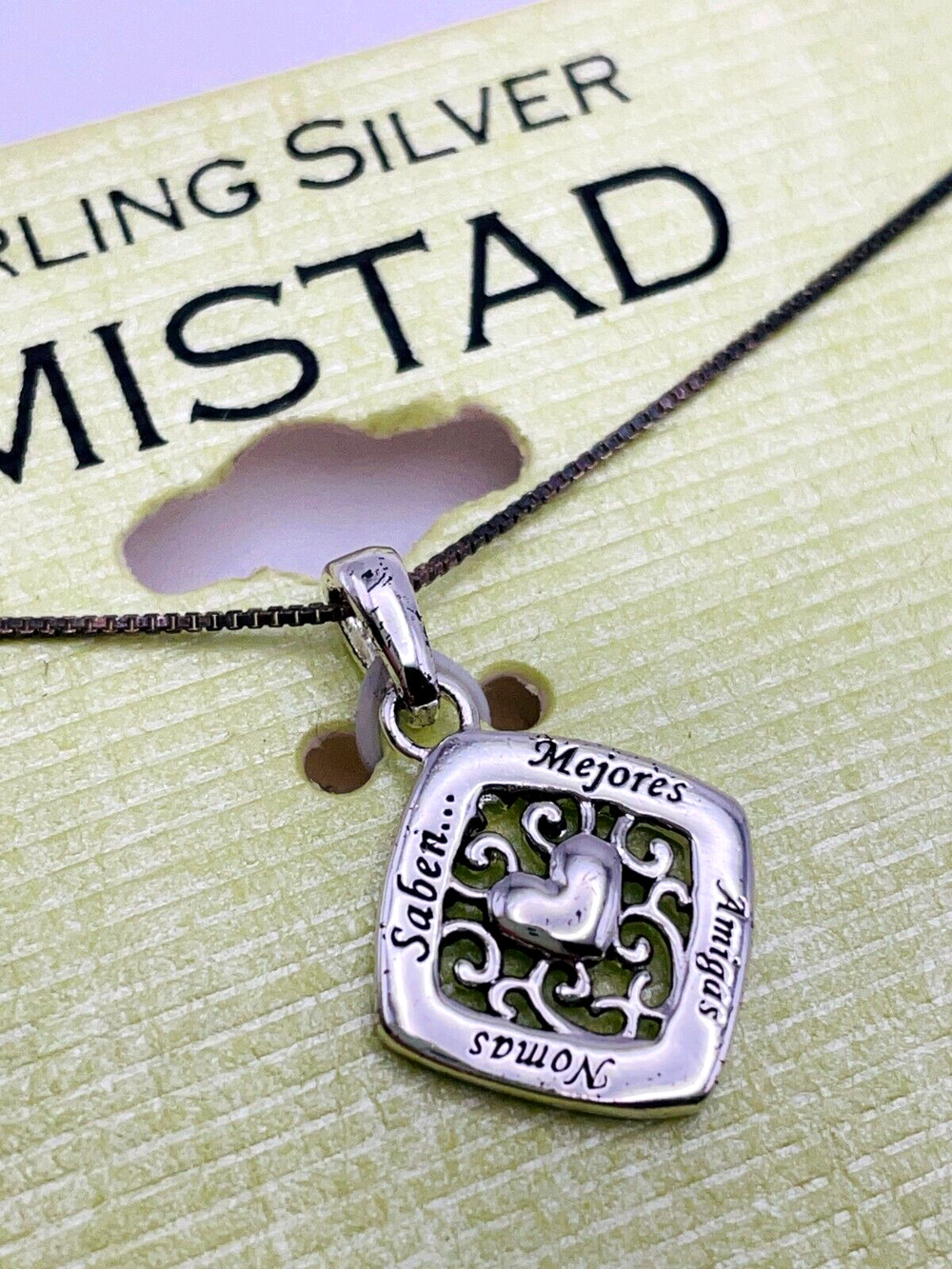 Amistad 925 Sterling Silver Pendant Necklace LA Rocks Spanish Friendship Jewelry